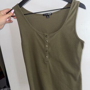 2/$15 Fashion Nova Green Ribbed Sleeveless Tank Top